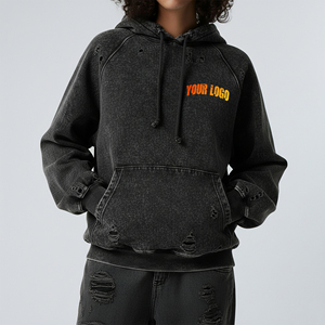 Hot Selling <b>Acid</b> Wash Women's Hoodies 100% Cotton 360 GSM Eco-Friendly Quick Dry Winter Streetwear Custom Logo Baggy Hoody - Product Image 2