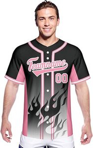 Camiseta de Béisbol Personalizada para Hombre, Manga Corta, con Botones, Uniforme de Equipo, Diseño de Llamas - Product Image 2