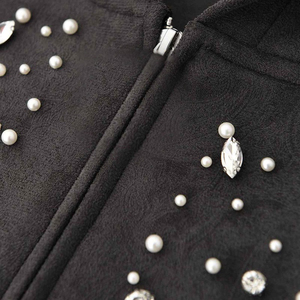 Vintage Men's 100% Cotton Rhinestone Zip-Up Hoodie Solid Pattern Customizable Colors Autumn High Quality 2026 - Product Image 4