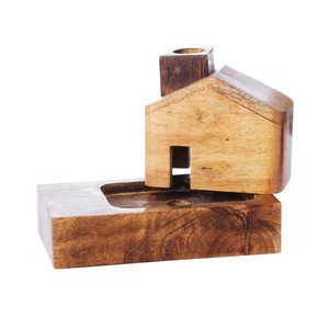 Brûleur d'encens artisanal en bois, forme maison, moderne et unique, diffuseur aromatique, utilisation toute saison, artisanat Orion - Product Image 1