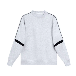 เสื้อสเวตเตอร์คอกลมแบบยูนิเซ็กซ์ ทรงปกติ แขนยาว สีพื้น สวมใส่สบายๆ สำหรับฤดูใบไม้ร่วง ดีไซน์แขนลายทาง - Product Image 6