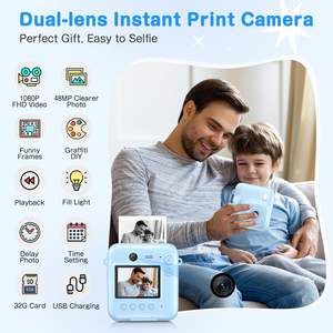 Mini appareil photo instantané pour enfants avec impression papier et affichage photo, résolution vidéo 1080P, cadeau <span class=keywords><strong>selfie</strong></span>, jouet pour tout-petits - Product Image 2