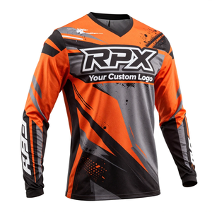 Jersey de Motocross Personalizado de Manga Larga, Color Naranja y Negro, Impresión por Sublimación, Secado Rápido, para Adultos, Todas las Temporadas - Product Image 2