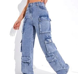 Pantalones Vaqueros Anchos de Mujer Estilo Cargo con Múltiples Bolsillos, Tallas Grandes, Lavados, Transpirables, con 6 Bolsillos - Product Image 6
