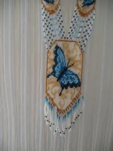 สร้อยคอประดับลูกปัดลายผีเสื้อแบบดั้งเดิม, ประดับด้วยลูกปัด | เชื้อชาติ | ชนเผ่า | สร้อยคอสีขาวและสีดำ | ไม่เหมือนใคร | สร้อยคอผู้หญิงแอฟริกันพร้อมต่างหู ของขวัญ - Product Image 4