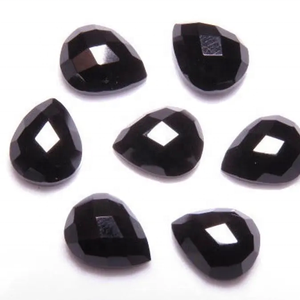 5x8mm Onyx Noir Naturel AAA, Cabochon en forme de poire à coupe rose et dos plat, Pierre précieuse en vrac pour la lithothérapie, Vente en gros, Toutes tailles disponibles - Product Image 2