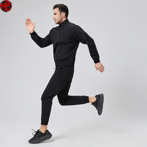 Men's Black Hooded Tracksuit Set Drawstring Jogger Pants <b>Zip</b> <b>Up</b> <b>Jacket</b> Sportswear for Running Training Nylon Tracksuit Set - Product Image 4
