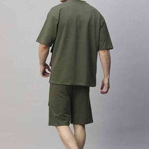 Cumbre Sports Customized Made OEM <b>Twins</b> <b>Set</b> For Men Two Piece Summer Streetwear Beach Wear T-Shirts Short <b>Set</b> With Multi Pockets - Product Image 2