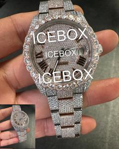 Reloj VVS1 Moissanite con Caja de Acero Inoxidable, Esfera de Cristal, Cierre de Pulsera, Diseño Bicolor, Estilo Hip Hop, Resistente al Agua 10 Bar - Product Image 3