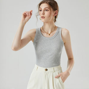 Camiseta sin mangas de algodón acanalado para mujer, novedad de verano 2026 – Camisola básica casual sin mangas de ajuste ceñido para venta al por mayor - Product Image 5