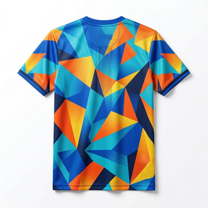 Custom Front Sublimation Printed Jersey 210g Geometric Pattern Quick Dry Polyester Casual Short Sleeve Neck Regular <b>Fit</b> Men - Product Image 3