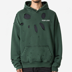 High Quality Winter Wear Men's 3D Embroidery <b>Thick</b> <b>Fleece</b> Pullover Hoodies 100% Cotton Oversized Fit Eco-Friendly Distressed - Product Image 4
