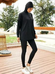 Ensemble de sport modeste pour femmes avec fermeture éclair et poches, ensemble de gym musulman à séchage rapide pour femmes, ensemble de vêtements de sport musulmans pour femmes - Product Image 4