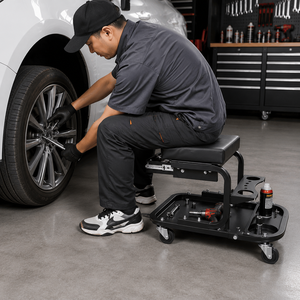 Tabouret d'atelier roulant avec tiroir, siège de mécanicien avec trous pour tournevis, support pour bombe aérosol pour réparation automobile GAPGAR032 - Product Image 1