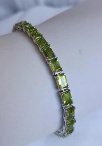 Natural Peridot Stone Charm <b>Bracelet</b> Sterling Silver Rose Gold Luxury Wedding Elegant August Birthstone <b>Gemstone</b> Jewelry Gift - Product Image 4