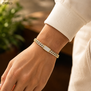 10K Vermeil Yellow <b>Gold</b> Cuban Chain Round Diamond Bracelets Moissanite Micro Insert Luxury Every Day Wear - Product Image 5