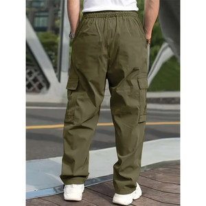Pantalon de jogging cargo streetwear pour homme, coupe ample, multi-poches, en molleton de coton, avec logo personnalisé, pantalon oversize - Product Image 2