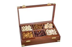 Beautiful Carved Wooden <b>Spice</b> <b>Box</b> with Transparent Glass Lid Dry Fruit and Masala Storage House Warming Gift for Food Lovers - Product Image 2