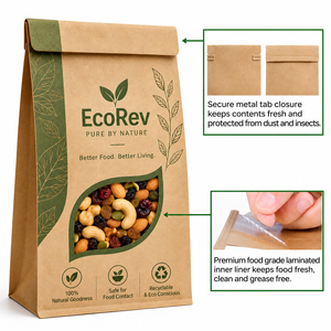 Eco-friendly <b>Biodegradable</b> Kraft <b>Paper</b> Food Grade Stand up Pouch with Transparent Window Handle Four-Color Printing - Product Image 5
