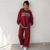 Ensemble décontracté deux pièces pour femme : sweat-shirt oversize et short, imprimé lettres personnalisées, bordure rayée, tricot polyester/coton