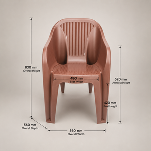 Silla de Comedor Moderna de Plástico para Sala de Estar con Respaldo en Forma de Flecha y Reposabrazos para Uso en Exteriores, Diseño Apilable, Estilo Contemporáneo - Product Image 3
