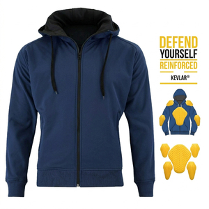 Hoodie imprimé coupe-vent pour moto, veste renforcée avec protection CE niveau 2, vêtements de sécurité pour motards - Product Image 1