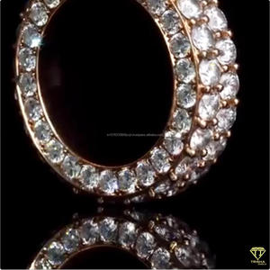 Bague d'éternité en moissanite taille brillant ronde en or rose 14 carats, pavée intégrale, pour mariage ou anniversaire, bague de luxe empilable - Product Image 5