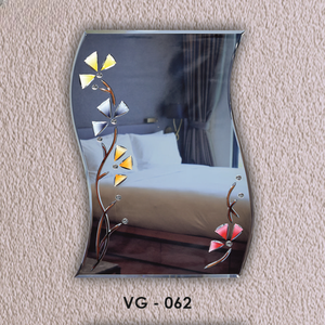 Irregular Shape V-Groove Design <b>Mirror</b> Frameless <b>Wall</b>-Mounted Lightweight Eco-Friendly Art Decor - Product Image 2