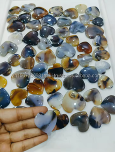 Vente en gros lot de cabochon naturel en forme de coeur en agate du Montana à facettes blanches et bleues fabrication de bijoux en pierres précieuses en vrac verre taillé fantaisie - Product Image 3