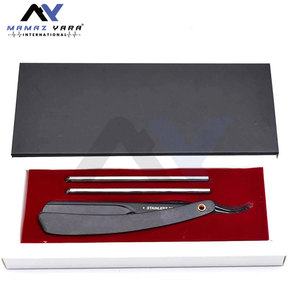 High Quality Stainless Steel Barber Shaving Razor American Straight Edge Black Matte Finish Foldable - Product Image 3