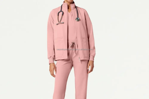 Conception professionnelle de veste de gommage médical Sharp Fit avec tissu denim doux et respirant - Product Image 3