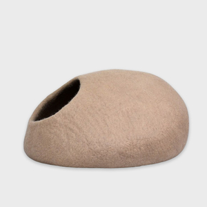 Soft Light Brown Wool Felt Cat Cave <b>Bed</b> Eco Friendly Cozy Indoor Pet <b>House</b> for Cats and Small Pets - Product Image 1