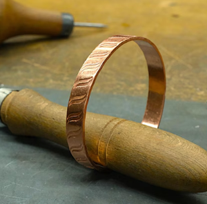 Premium Pure Copper <b>Engraved</b> Geometric Wave Ripple Pattern Cuff <b>Bangle</b> Adjustable Open Thin Wristband - Product Image 6