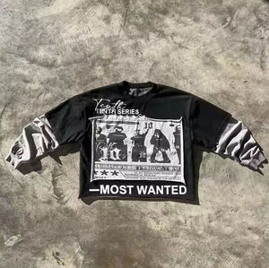 เสื้อยืดกราฟิก Y2K แบบสั่งทำ OEM ผ้าคอตตอนหนา 250 กรัม ทรงโอเวอร์ไซส์ ทรงบ็อกซี่ แขนยาวสองชั้น พิมพ์ลายสกรีนบนผ้า - Product Image 6