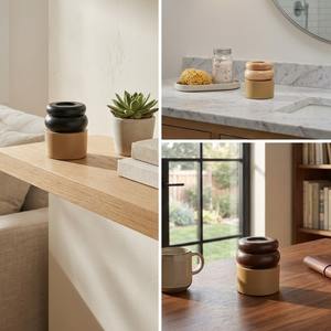 Brûleur à Bakhoor en Bois de Luxe Zen, Base Cylindrique Dorée, Mabkhara Moderne Ronde en Bois pour Encens Oud, Décoration Maison Yoga, Coffret Cadeau Ramadan - Product Image 6