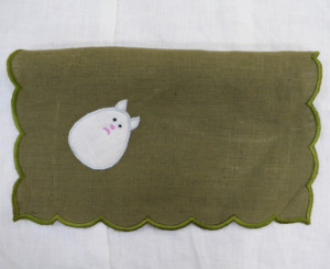 Handmade 100% Flax Linen <b>Square</b> Napkin with Scallop <b>Edge</b> Custom Design for Dining and Home Decoration - Product Image 4