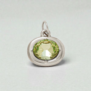 Composant de pendentif breloque en argent sterling 925, ovale, serti clos, fait main, avec pierres précieuses de quartz et péridot, pour la fabrication de bijoux, vente en gros - Product Image 1
