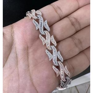 Two Tone Iced Hip Hop <b>Silver</b> Moissanite Diamond <b>Bracelet</b> Sparkling Statement Valentines Gift Jewelry - Product Image 1