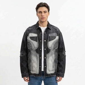 Chaqueta Vaquera de Mezclilla con Lavado Ácido de Alta Calidad para Hombre, Estilo Vintage, Desteñida, de Algodón, Duradera, Transpirable, Cálida, Informal, para Uso Diario - Product Image 1