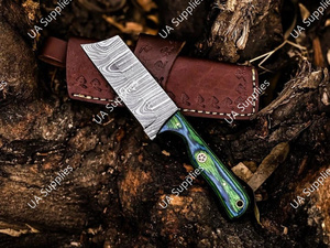 มีดเหล็กดามัสกัสลายบิดเกลียว ด้ามตรง สำหรับล่าสัตว์และตั้งแคมป์กลางแจ้ง ปรับแต่งได้ตามต้องการ รองรับ OEM/ODM ด้ามไม้ปักก้า - Product Image 2