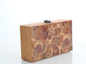 Boîte en bois imprimée à couvercle articulé, boîte à bijoux classique, boîte de rangement pour souvenirs, boîtes de rangement décoratives - Product Image 3