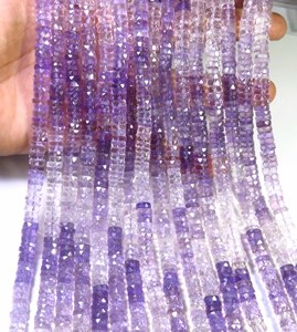 High Quality <b>Pink</b> Amethyst Faceted Gemstone Beads 16"Strand 7mm Heishi Shape Natural Amethyst Center <b>Drilled</b> Brazilian Beads DIY - Product Image 6