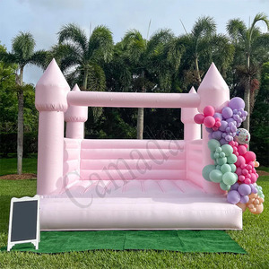 Castillo rosa pastel inflable portátil comercial decorado con globos Casa <span class=keywords><strong>de</strong></span> rebote para alquiler <span class=keywords><strong>de</strong></span> fiestas hecha <span class=keywords><strong>de</strong></span> PVC duradero - Product Image 3