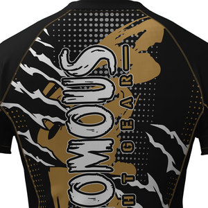 Maillot de compression d'entraînement personnalisé à manches courtes Venomous Gold Reaper, motif noir, or et blanc - Product Image 5