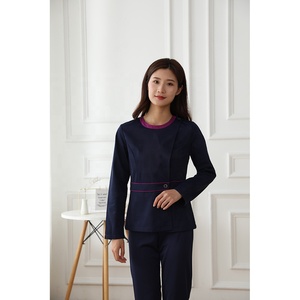 Ensemble de blouses médicales professionnelles pour femmes, élégant, avec bordure contrastée, col en V croisé, haut et pantalon, uniformes infirmiers - Product Image 1