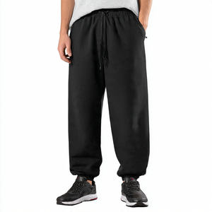 กางเกงวอร์มขาบานทรงจ็อกเกอร์ผ้าฟลีซสำหรับผู้ชาย เอวสูงผูกเชือก ขากว้าง - Product Image 2