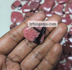 Lot en gros de cabochons en rhodonite rose en forme de cœur, vendus au poids, de différentes formes et tailles, utilisés pour la fabrication de bijoux, pierre rhodonite - Product Image 4