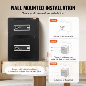 3.5 Cu.ft Double Door Safe <b>Box</b> with Key <b>Lock</b> & Password Fireproof Bag Key Rack & LED Light 2 Height - Product Image 6