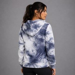 Sudadera con capucha unisex gris tormenta y blanco nube, con cremallera completa, forro polar suave, capucha con cordón, bolsillos divididos, etiqueta personalizada, ropa casual - Product Image 4