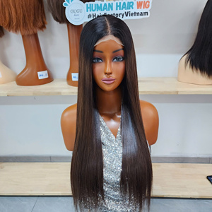 Peluca de cabello humano HD de 20 pulgadas con encaje frontal, grado virgen, cabello liso natural, estilo afro, proveedores mayoristas, color ombre marrón - Product Image 1